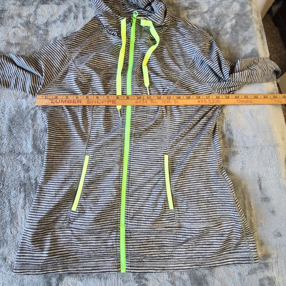 Lukka Womens Full Zip Hoodie Sweatshirt Gray Stripe Pockets Thumb Loops. Large - Picture 9 of 16